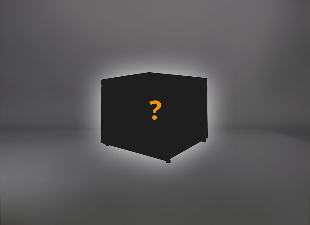 Decorative image showing the outline of a ProUmid device with a question mark against a gray background
