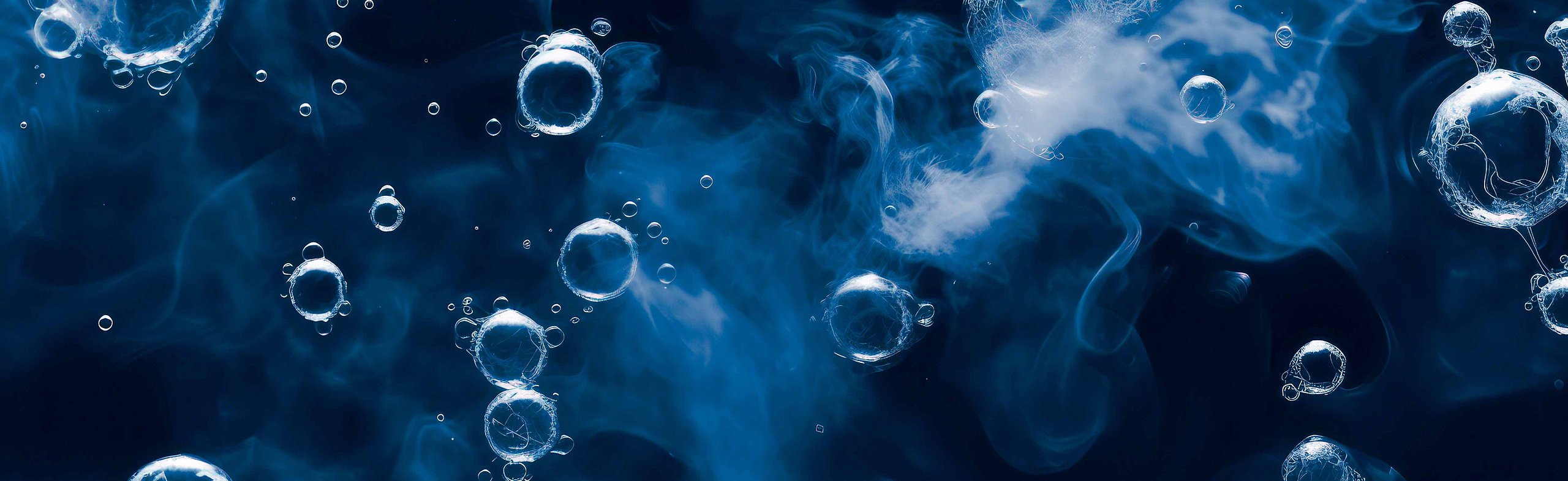 Decorative image with air bubbles on a dark blue background